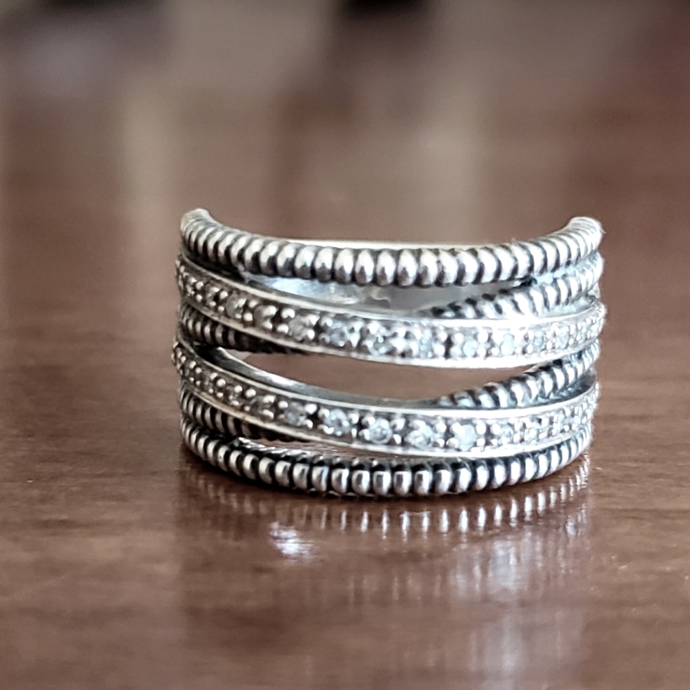 Size 7, Sterling Silver, Multi-Wrap Ring - image 1